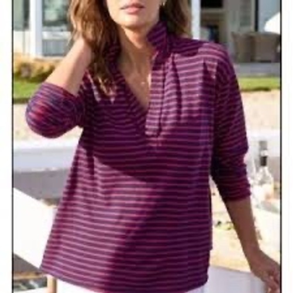 NWOT FRANK & EILEEN Rare Red Striped Nautical Preppy Patrick Top‎ MEDIUM flaw